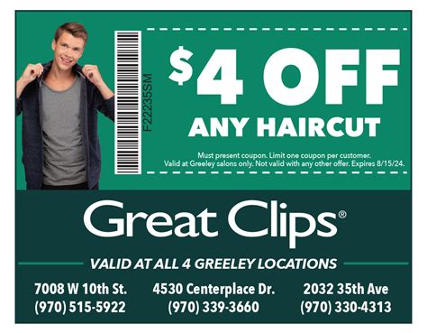 Most Popular Great Clips Promo Codes & Sales. 1. Take 10% Off With Coupon Code GREAT10 on Select Hair Care Products. Ongoing. 2. Get $8.99 Haircut. Ongoing. 3. 